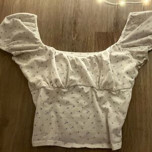 Hollister White Ruffled Crop Blouse